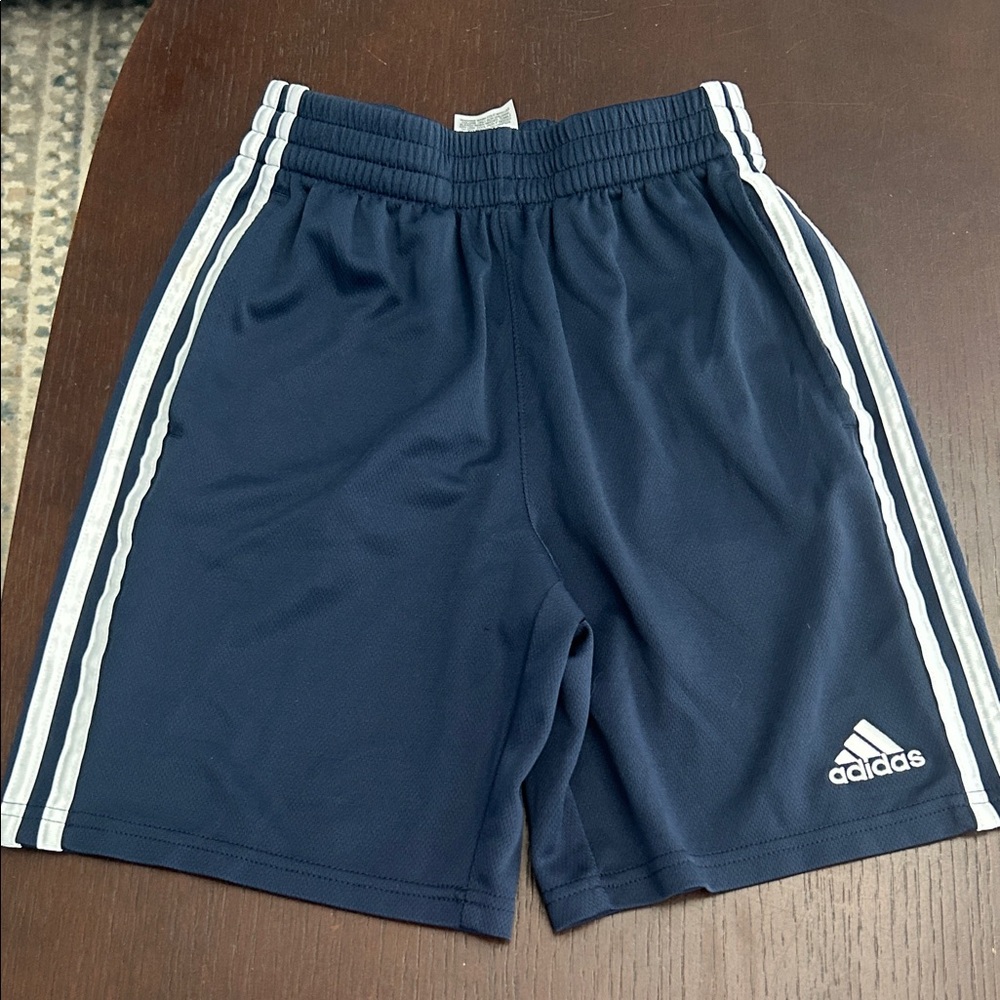 Adidas Kids Dark Blue Shorts with White Stripes